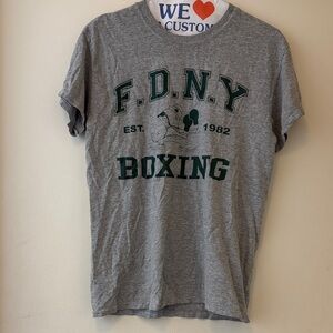 FDNY x Notre Dame Gray Boxing Tee with Green Print Boy Small